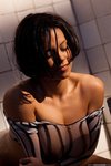 Julia Luba takes a hot shower