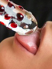 Kink with Glass Dildo and Latex Leggings