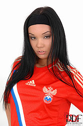 Soccer chick shows her slit