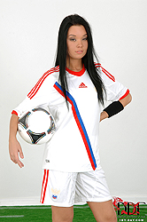 Russian babe in soccer gear