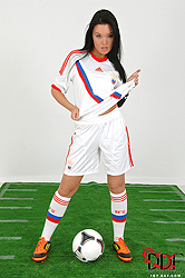 Russian babe in soccer gear