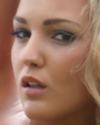 Jodie Gasson: Gray Bodysuit Poolside
