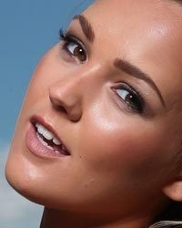 Jodie Gasson: Grey Bodysuit In the Pool
