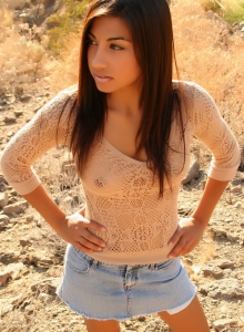 Alluring Vixens: Perky Alluring Vixen babe Britt teases outdoors in her skimpy little outfits