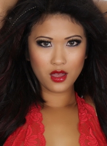 Alluring Vixens: Sexy asian Alluring Vixen Michelle shows off in a skimpy red lace outfit that barely covers her perfect body
