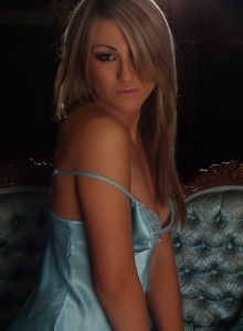 Alluring Vixens: Stunning sexy Alluring Vixen babe Melanie Ann teases in a skimpy low cut satin lingerie