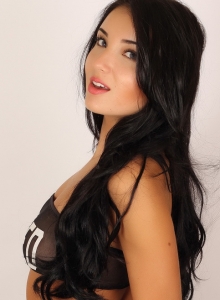 Alluring Vixens: Cute Alluring Vixen Veronica isn't shy when she teases in a semi sheer tube top and black bottoms