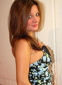 I Want Katie: Busty babe Katie shows off her huge tits as she strips out of her sexy flower covered dress