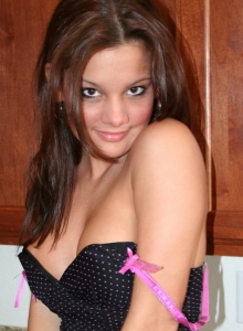 I Want Katie: Katie's big juicy tits are popping out of her sexy lingerie top with little pink bows