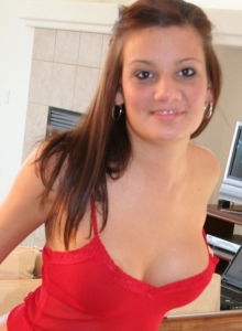 I Want Katie: Sexy teen Katie shows off her perky tits and her tight pussy as she pulls her g-string aside