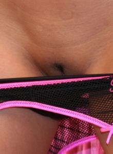I Want Katie: Tanned teen Katie in fishnet stockings shows off her perfect ass as she pulls down her panties exposing her moist pussy