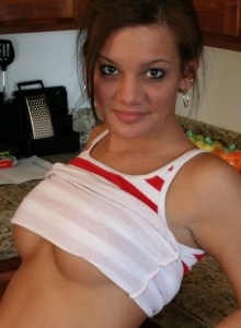 I Want Katie: Busty teen Katie loves to get naked as she strips naked in the kitchen
