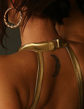 Amber Jean dazzles in a shiny gold one piece that shows off her perfect ass 