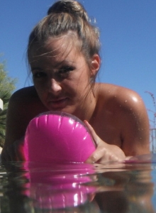 Craving Carmen Nude: Sexy and wet tanned Carmen teases in the pool with her perfect pussy