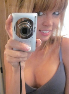 Diddylicious: Petite beauty Diddy takes selfshot pictures in the mirror while teasing with her big juicy tits