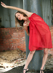 Gorgeous teen Nata posing in the red pareo