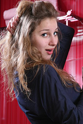 Curly natural beautiful teen getting naked completely