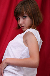 Petite sexy teen girl showing her perky nipples