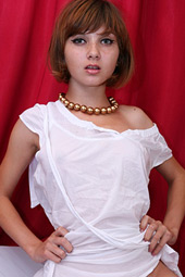 Petite sexy teen girl showing her perky nipples
