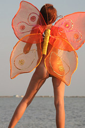 Hot stunning girl posing naked with butterfly wings