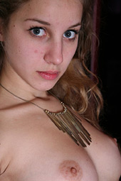 Blonde petite teen girl with perfect tits posing nude