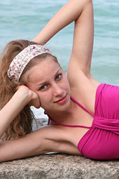 Skokoff's Janetta flashing tits on the beach
