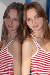 Stunning brunette takes off her tiny bathing suit to reveal a glorious, skinny body