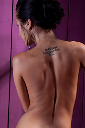 Nude teen shows off the tan lines she got at the beach today