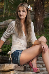 Outdoor hotness exposure for the beautiful blond hottie with long legs