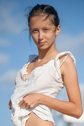 Hot sand fingerplay starring cute brunette teen with a perfect body