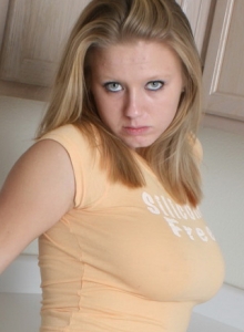 SpunkyAngels: Sexy blonde babe Ami Jordan shows off her big juicy real tits as she strips naked