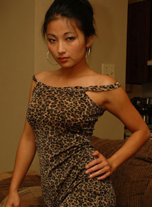 SpunkyAngels: Sexy little asian teen Aria Lee teases in her leopard print dress
