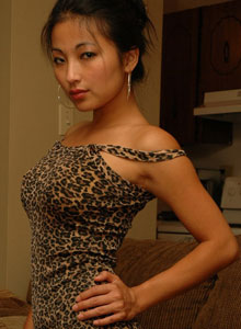 SpunkyAngels: Sexy little asian teen Aria Lee teases in her leopard print dress