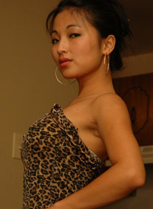 SpunkyAngels: Sexy little asian teen Aria Lee teases in her leopard print dress