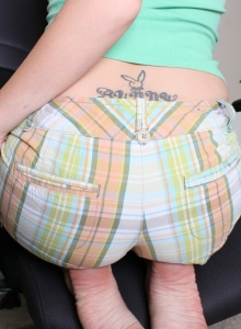 SpunkyAngels: Cute petite teen Cameron strips naked at the desk exposing her perky little tits and tight round ass