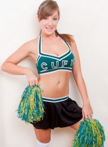 SpunkyAngels: Busty slut Cate Harrington shows off her big tits as she strips out of her skimpy cheerleader uniform
