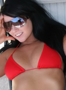 SpunkyAngels: Cute teen Chloe James relaxes by the pool in a skimpy bikini stripping out of it exposing her perky tits and tight little pussy