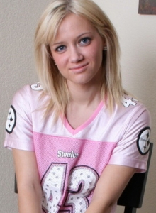 SpunkyAngels: Cute teen football fan Danielle Lynn loves to tease with her round perfect ass