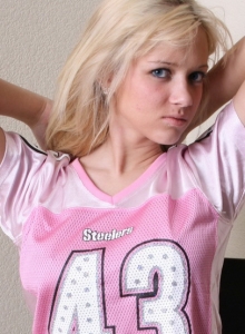 SpunkyAngels: Cute teen football fan Danielle Lynn loves to tease with her round perfect ass