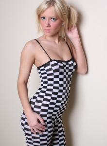 SpunkyAngels: Perky blonde Danielle Lynn exposes her perfect round ass while peeling off her skin tight bodysuit