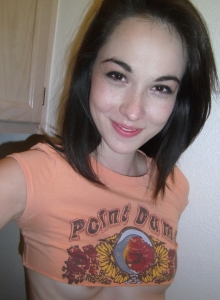 SpunkyAngels: Cute petite teen Emily takes selfshot pictures of her perky little tits