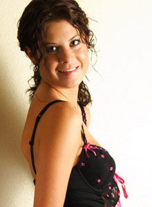 SpunkyAngels: Sexy teen Erin shows off her tight body in black lingerie with matching fishnet stockings