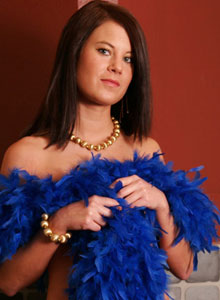 SpunkyAngels: Topless Spunky Angel Erin shows off in just a boa and blue panties