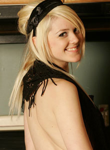 SpunkyAngels: Petite blonde Haley loves teasing as she strips out of her scarf and black panties