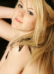 SpunkyAngels: Petite blonde Haley loves teasing as she strips out of her scarf and black panties