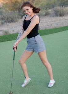 SpunkyAngels: Perfect perky tease Jeska Vardinski gets naked out on the golf course