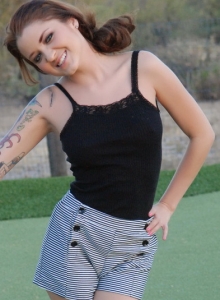 SpunkyAngels: Perfect perky tease Jeska Vardinski gets naked out on the golf course