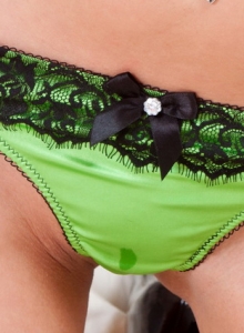 SpunkyAngels: Jessica Lloyd has a little wet spot on her satin panties as she strips naked for the camera