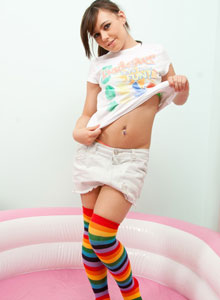 SpunkyAngels: Petite teen Kacie James strips down and sprays whip cream all over her perky tits