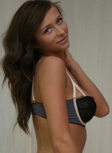 SpunkyAngels: Busty Spunky Angel London Hart teases as she strips out of her black lace bra and panties